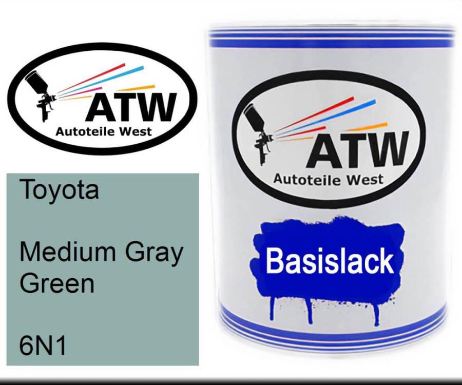 Toyota, Medium Gray Green, 6N1: 1L Lackdose, von ATW Autoteile West.